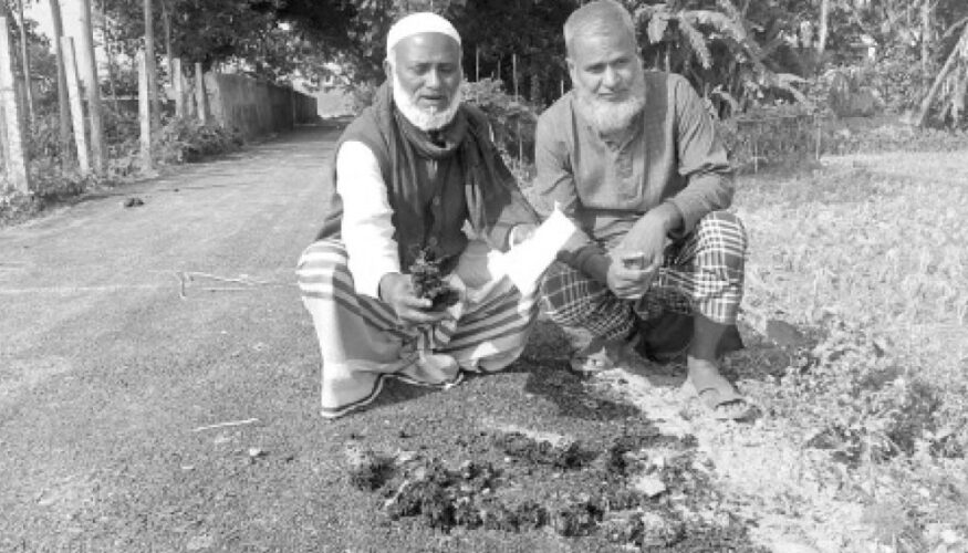 রাতের আঁধারে সড়কে ঢালাই সকালেই উঠে গেছে কার্পেটিং